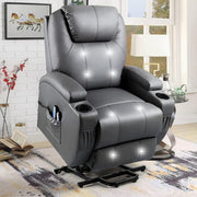 Gray Leather Power Lift Standard (No Motion) Recliner with Power Lift