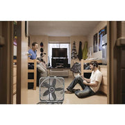 20 in. 3 Speeds Box Fan in Gray with Weather-Shield Design for Window Use, Energy Efficent, Carry Handle, Steel Body