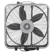 20 in. 3 Speeds Box Fan in Gray with Weather-Shield Design for Window Use, Energy Efficent, Carry Handle, Steel Body