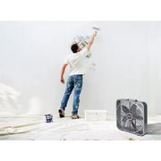 20 in. 3 Speeds Box Fan in Gray with Weather-Shield Design for Window Use, Energy Efficent, Carry Handle, Steel Body
