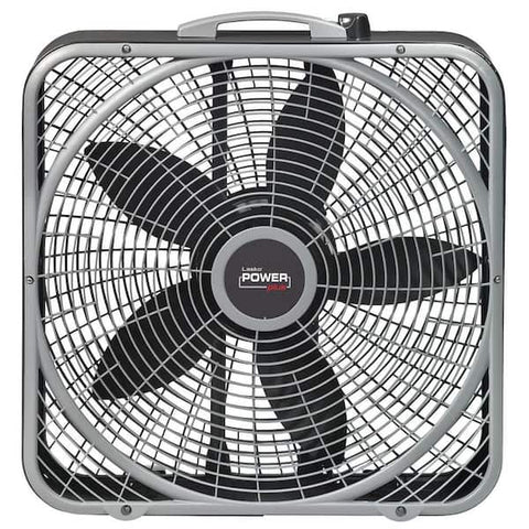 20 in. 3 Speeds Box Fan in Gray with Weather-Shield Design for Window Use, Energy Efficent, Carry Handle, Steel Body