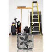 20 in. 3 Speeds Box Fan in Gray with Weather-Shield Design for Window Use, Energy Efficent, Carry Handle, Steel Body