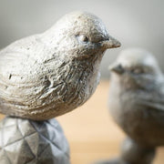 8" and 6.25" Gray Stone-Look Bird Finial Set (Set of 2)