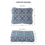 24 in. x 24 in. 2-Piece Outdoor Deep Seat Lounge Chair Cushion in Indigo
