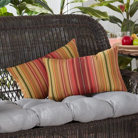 Kinnabari Stripe Lumbar Outdoor Throw Pillow (2-Pack)