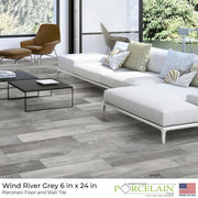 Wind River Grey 6 in. x 24 in. Porcelain Floor and Wall Tile (.93 sq. ft.)