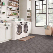 Grey Wood Parquet 3 MIL x 12 in W x 12 in L Peel and Stick Water Resistant Vinyl Tile Flooring 30 sq ft
