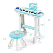 37-Key Toy Piano Keyboard w/Stool Microphone Electronic Organ for Kids