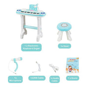 37-Key Toy Piano Keyboard w/Stool Microphone Electronic Organ for Kids