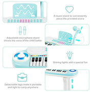 37-Key Toy Piano Keyboard w/Stool Microphone Electronic Organ for Kids