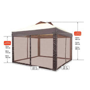 Stockton 11 ft. x 11 ft. Brown Outdoor Patio Pop-Up Canopy with Netting