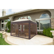 Stockton 11 ft. x 11 ft. Brown Outdoor Patio Pop-Up Canopy with Netting