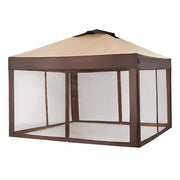 Stockton 11 ft. x 11 ft. Brown Outdoor Patio Pop-Up Canopy with Netting