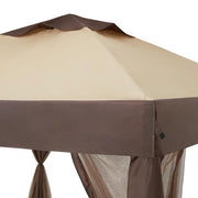 Stockton 11 ft. x 11 ft. Brown Outdoor Patio Pop-Up Canopy with Netting