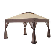 Stockton 11 ft. x 11 ft. Brown Outdoor Patio Pop-Up Canopy with Netting