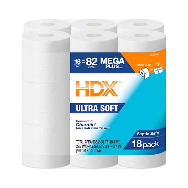 Ultra-Soft Toilet Paper Rolls (18 Mega Plus Rolls)