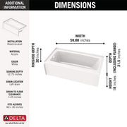Classic 500 60 in. x 30 in. Alcove Deep Soaking Bathtub with Left Drain in High Gloss White