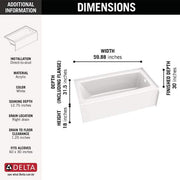 Classic 500 60 in. x 30 in. Alcove Deep Soaking Bathtub with Right Drain in High Gloss White