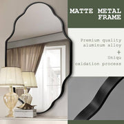 24 in. W x 36 in. H Scalloped Black Aluminum Alloy Framed Wall Mirror Irregular Decorative Wall Mirror