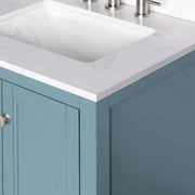 Beverly 61 in. Double Sink Aegean Teal Bath Vanity with White Engineered Marble Top (Assembled)