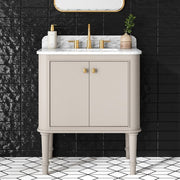 Collette 30 in. Single Sink Greige Bath Vanity with White Carrara Marble Top (Assembled)