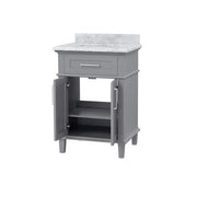 Sonoma 24 in. Single Sink Pebble Gray Bath Vanity with Carrara Marble Top (Assembled)