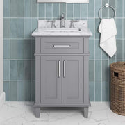 Sonoma 24 in. Single Sink Pebble Gray Bath Vanity with Carrara Marble Top (Assembled)