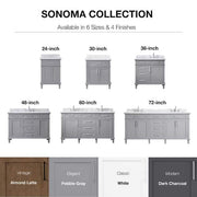 Sonoma 24 in. Single Sink Pebble Gray Bath Vanity with Carrara Marble Top (Assembled)