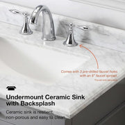Sonoma 24 in. Single Sink Pebble Gray Bath Vanity with Carrara Marble Top (Assembled)
