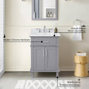 Sonoma 24 in. Single Sink Pebble Gray Bath Vanity with Carrara Marble Top (Assembled)