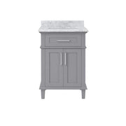 Sonoma 24 in. Single Sink Pebble Gray Bath Vanity with Carrara Marble Top (Assembled)