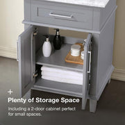 Sonoma 24 in. Single Sink Pebble Gray Bath Vanity with Carrara Marble Top (Assembled)