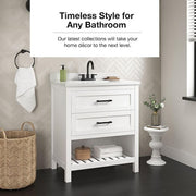Autumn 30 in. Single Sink White Bath Vanity with White Engineered Stone Top (Assembled)