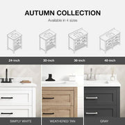 Autumn 30 in. Single Sink White Bath Vanity with White Engineered Stone Top (Assembled)