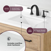 Autumn 36 in. Single Sink Weathered Tan Bath Vanity with White Engineered Stone Top (Assembled)