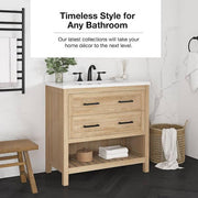 Autumn 36 in. Single Sink Weathered Tan Bath Vanity with White Engineered Stone Top (Assembled)