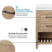 Autumn 36 in. Single Sink Weathered Tan Bath Vanity with White Engineered Stone Top (Assembled)