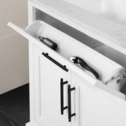 Doveton 30 in. Single Sink Freestanding White Bath Vanity with White Engineered Marble Top (Assembled)