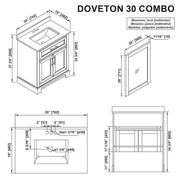 Doveton 30 in. Single Sink Freestanding White Bath Vanity with White Engineered Marble Top (Assembled)
