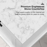 Doveton 48 in. Single Sink Freestanding White Bath Vanity with White Engineered Marble Top (Assembled)