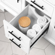 Doveton 48 in. Single Sink Freestanding White Bath Vanity with White Engineered Marble Top (Assembled)