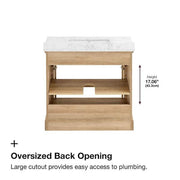 Doveton 48 in. Single Sink Freestanding Weathered Tan Bath Vanity with White Engineered Marble Top (Assembled)