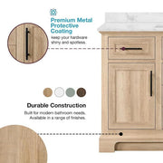 Doveton 48 in. Single Sink Freestanding Weathered Tan Bath Vanity with White Engineered Marble Top (Assembled)