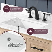 Doveton 48 in. Single Sink Freestanding Weathered Tan Bath Vanity with White Engineered Marble Top (Assembled)