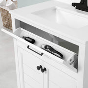 Hanna 30 in. Single Sink White Bath Vanity with White Engineered Stone Top (Assembled)
