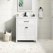 Hanna 30 in. Single Sink White Bath Vanity with White Engineered Stone Top (Assembled)
