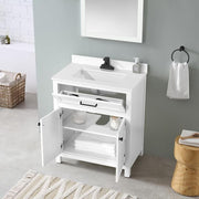 Hanna 30 in. Single Sink White Bath Vanity with White Engineered Stone Top (Assembled)