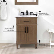 Sonoma 24 in. Single Sink Almond Latte Bath Vanity with Carrara Marble Top (Assembled)