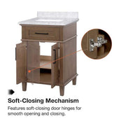 Sonoma 24 in. Single Sink Almond Latte Bath Vanity with Carrara Marble Top (Assembled)