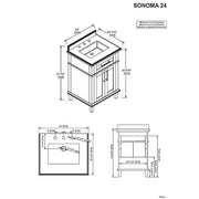 Sonoma 24 in. Single Sink Almond Latte Bath Vanity with Carrara Marble Top (Assembled)
